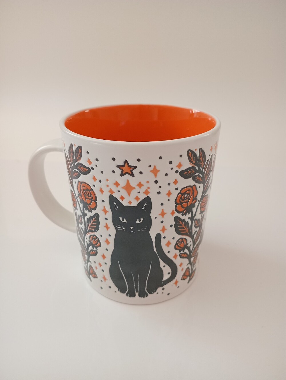 Prima Design Black Cat Orange Floral Mug Halloween Gothic Coffee Cup